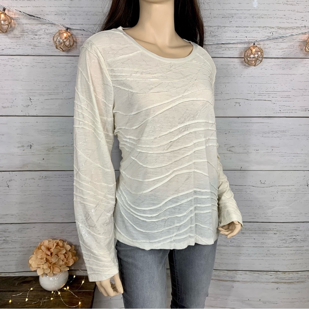 SIMPLY VERA/VERA WANG Cream Ribber Long Sleeve Top